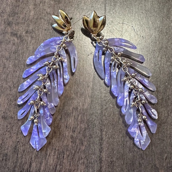 GAS BIJOUX Bo Cavallo Gold-Plated Lavender Drop Purple Earrings - Picture 3 of 9